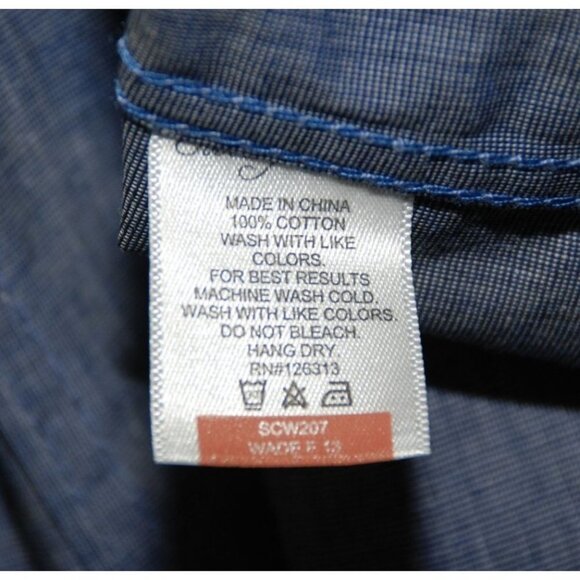 Sovereign Code Men's Blue Chambray Shirt Size M Roll Tab Camo Contrast Cuff - Picture 11 of 12